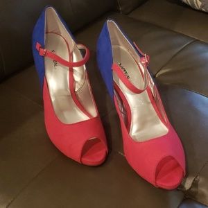 X-Appeal Size 10 Fuchsia/Blue Heels